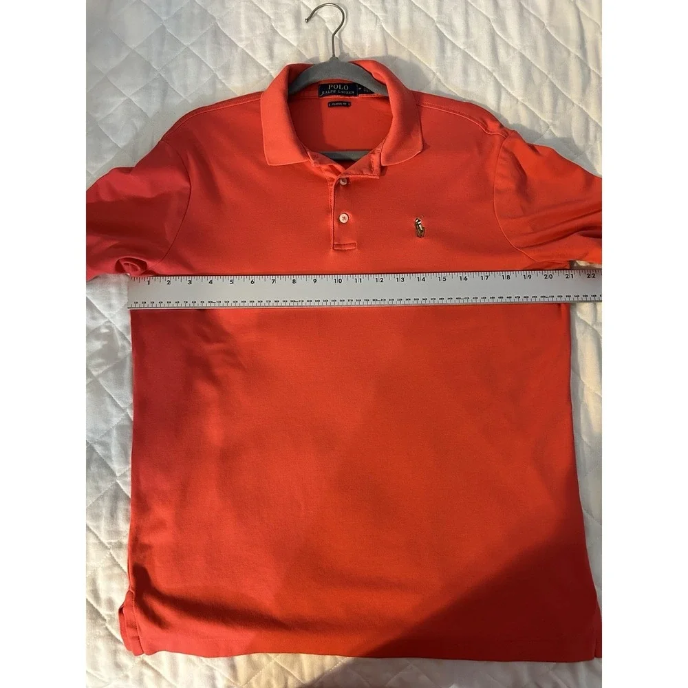 Polo Ralph Lauren Custom Sim Fit Soft Cotton Polo Shirt‎ M Coral Red Preppy Golf